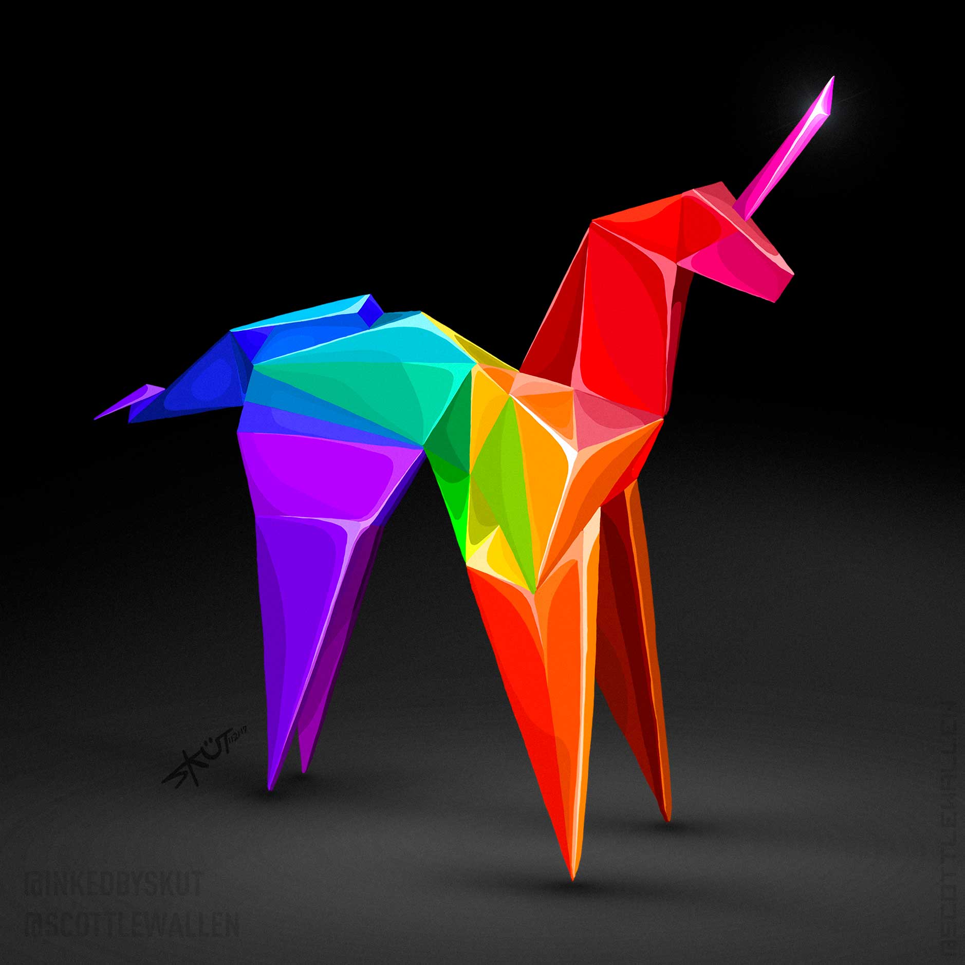 Scott Lewallen - Unicorn Origami - Revel In Your Time - 2017 - Digital Painting