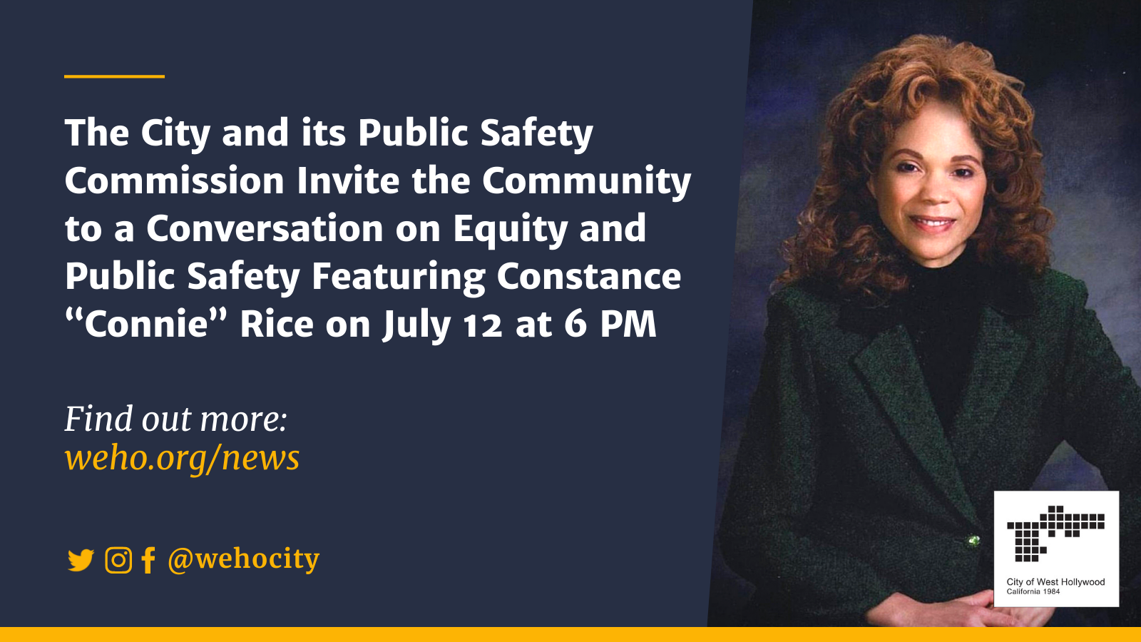 Conversation on Equity and Public Safety Featuring Constance “Connie” Rice