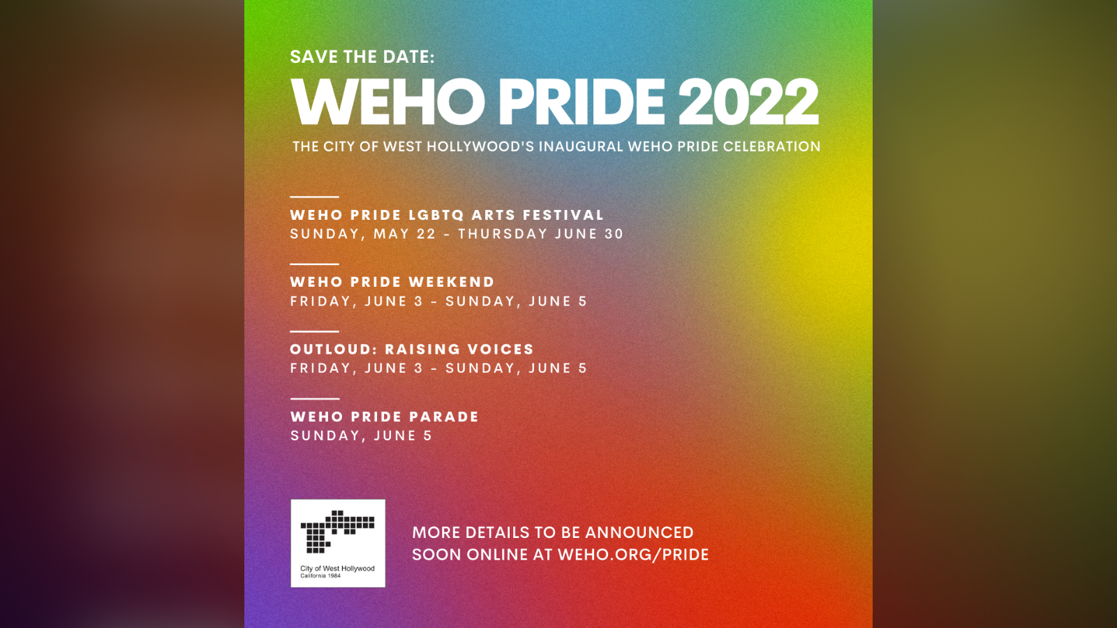 WeHo Pride 2022 Programming Update