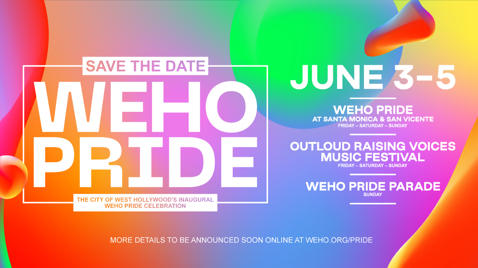 WEHO PRIDE 2022 - Save the Date