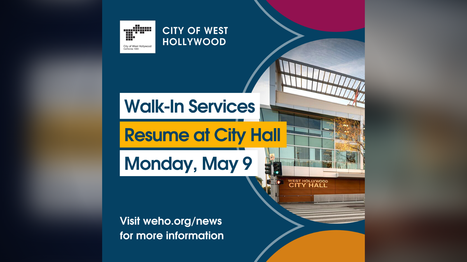 Walk-In Services Resume at City Hall