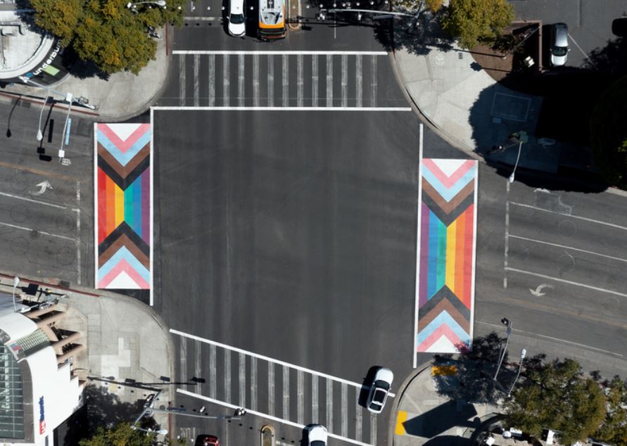 Inclusive Pride Crosswalks Aerial Photo by Jon Viscott Courtesy City of West Hollywood