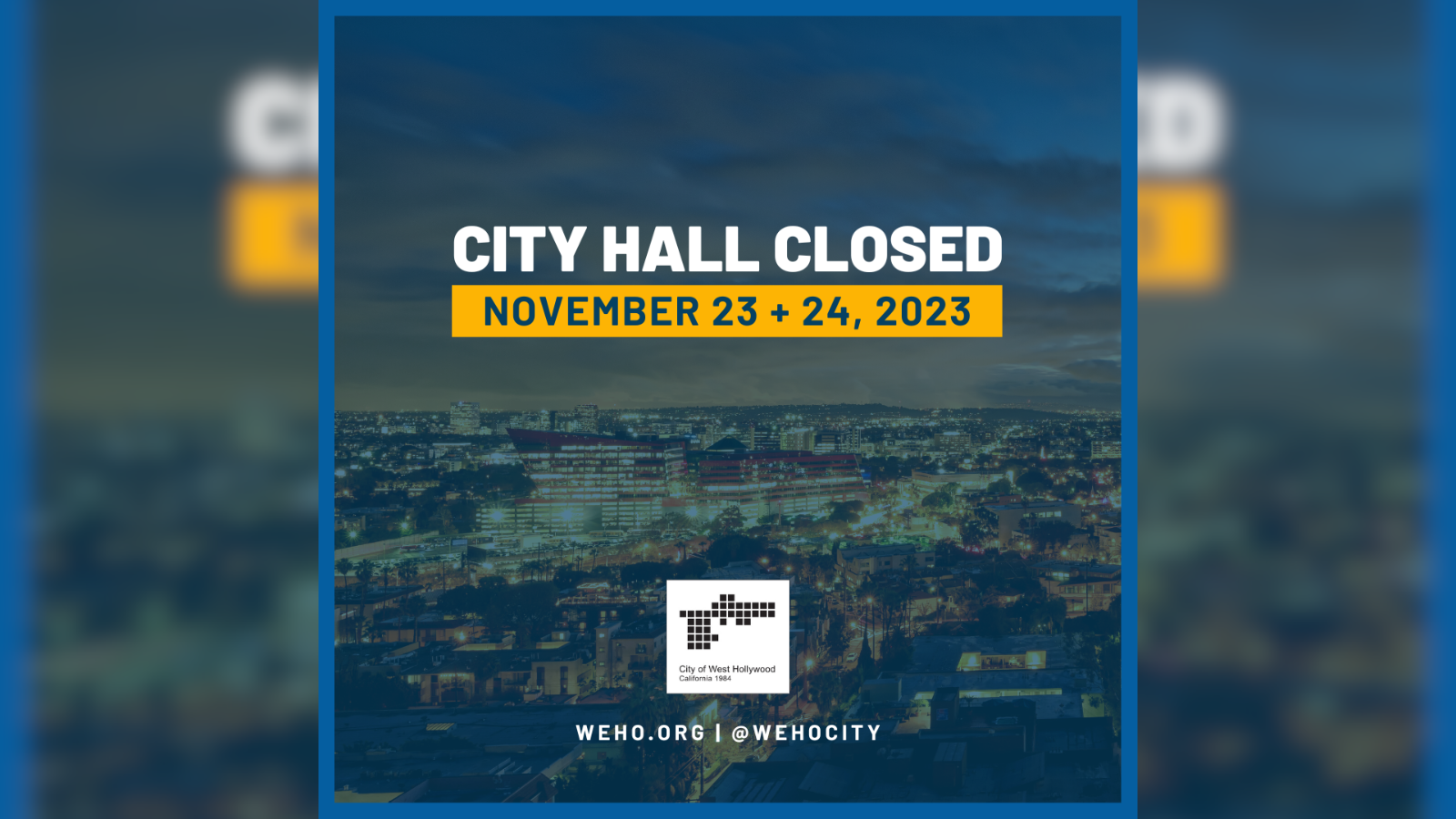 City Hall Closed - Thanksgiving 2023