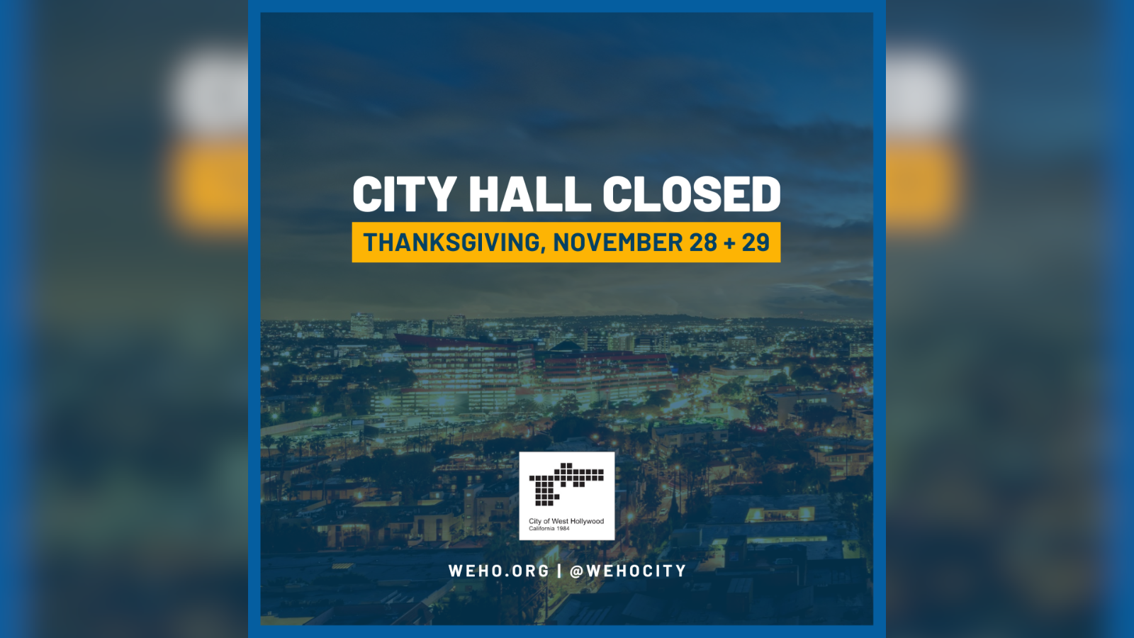 City Hall Closed - Thanksgiving 2024